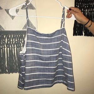 denim/white striped tank top